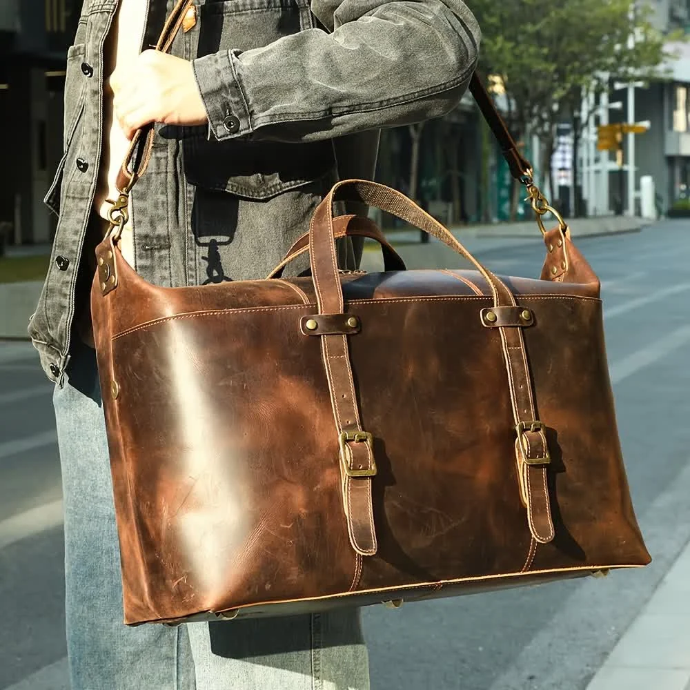The Heritage Holdall carried in an editorial setting